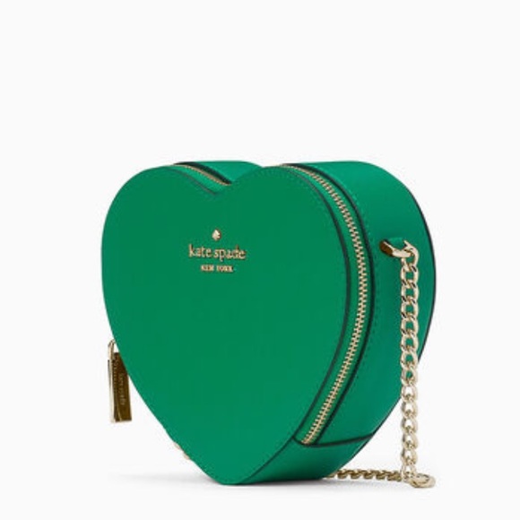 Kate spade love shack mini heart chain crossbody green bean Tik tok nwt pride - Picture 3 of 5